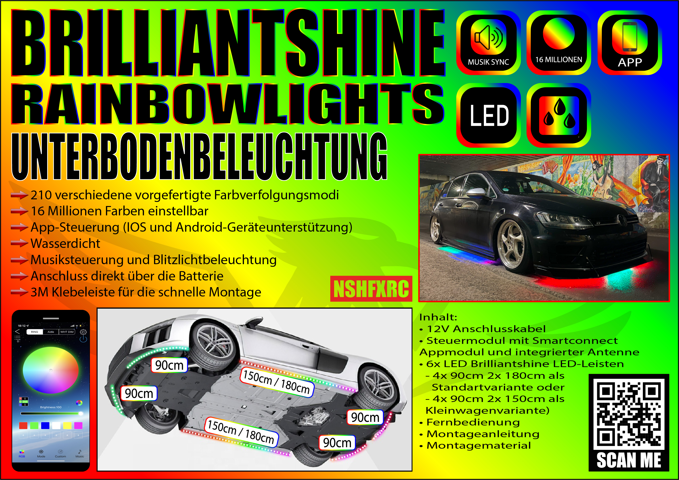 Unterbodenbeleuchtung LED Auto 12V